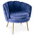 Sillón de terciopelo azul con patas de metal dorado