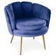 Sillón de terciopelo azul con patas de metal dorado
