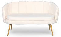 Canapé arrondi 2 places Arneris en tissu bouclette beige