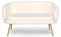 Canapé arrondi 2 places Arneris en tissu bouclette beige