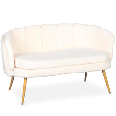 Canapé arrondi 2 places Arneris en tissu bouclette beige