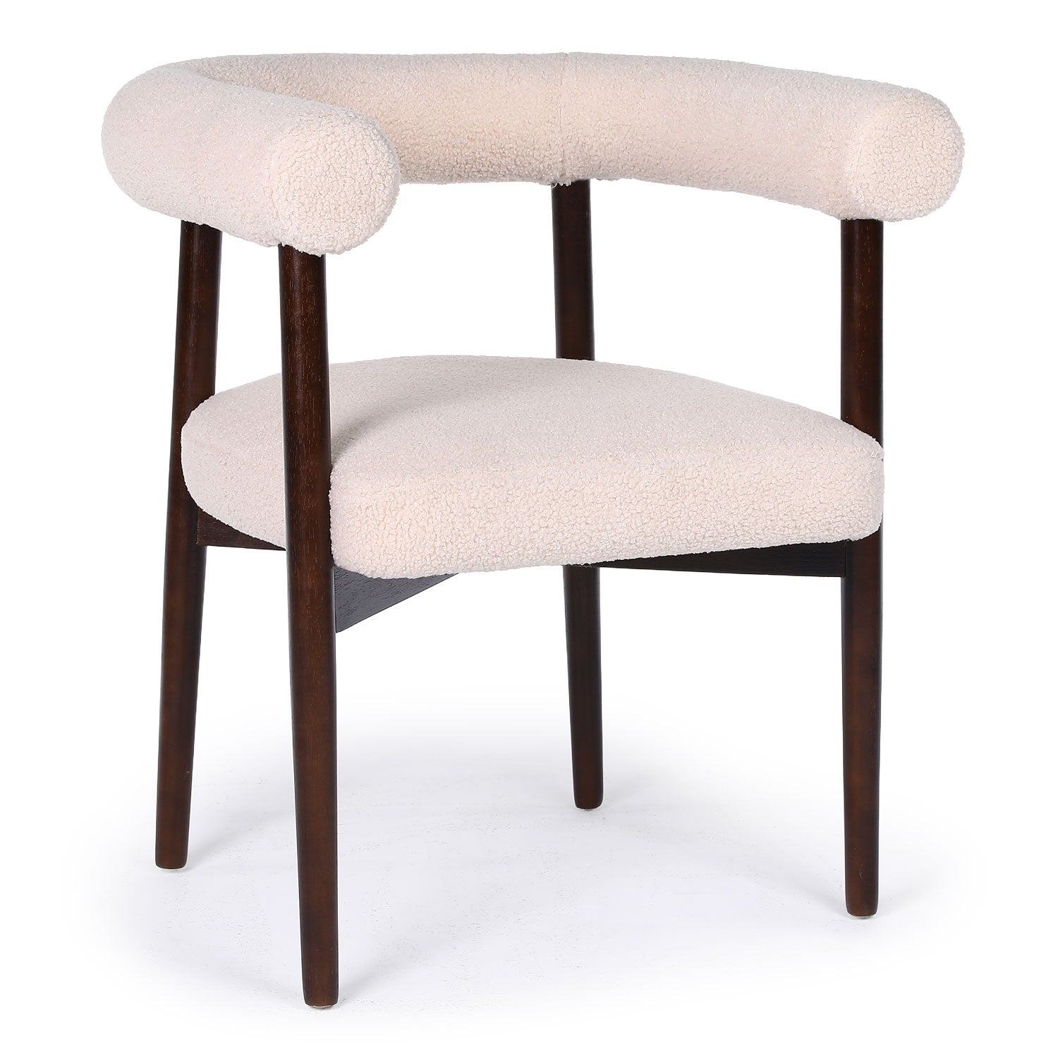 Lot de 6 chaises style scandinave chic Bringo Bois foncé et Tissu bouclette Beige