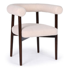 Lot de 6 chaises style scandinave chic Bringo Bois foncé et Tissu bouclette Beige