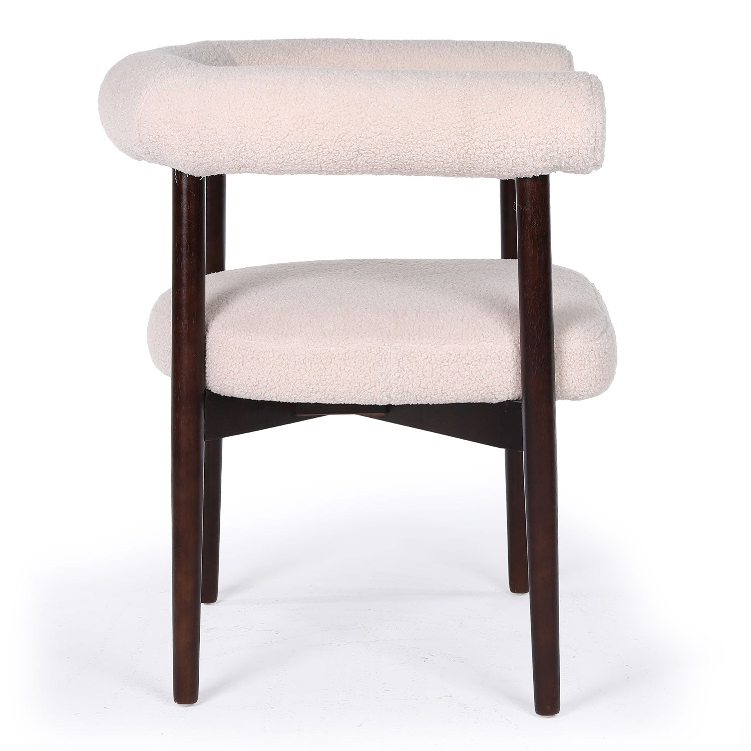 Lot de 8 chaises style scandinave chic Bringo Bois foncé et Tissu bouclette Beige