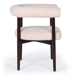 Lot de 6 chaises style scandinave chic Bringo Bois foncé et Tissu bouclette Beige