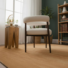 Lot de 6 chaises style scandinave chic Bringo Bois foncé et Tissu bouclette Beige