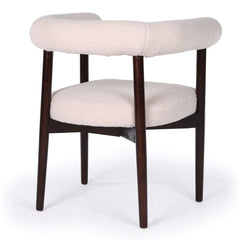 Lot de 8 chaises style scandinave chic Bringo Bois foncé et Tissu bouclette Beige