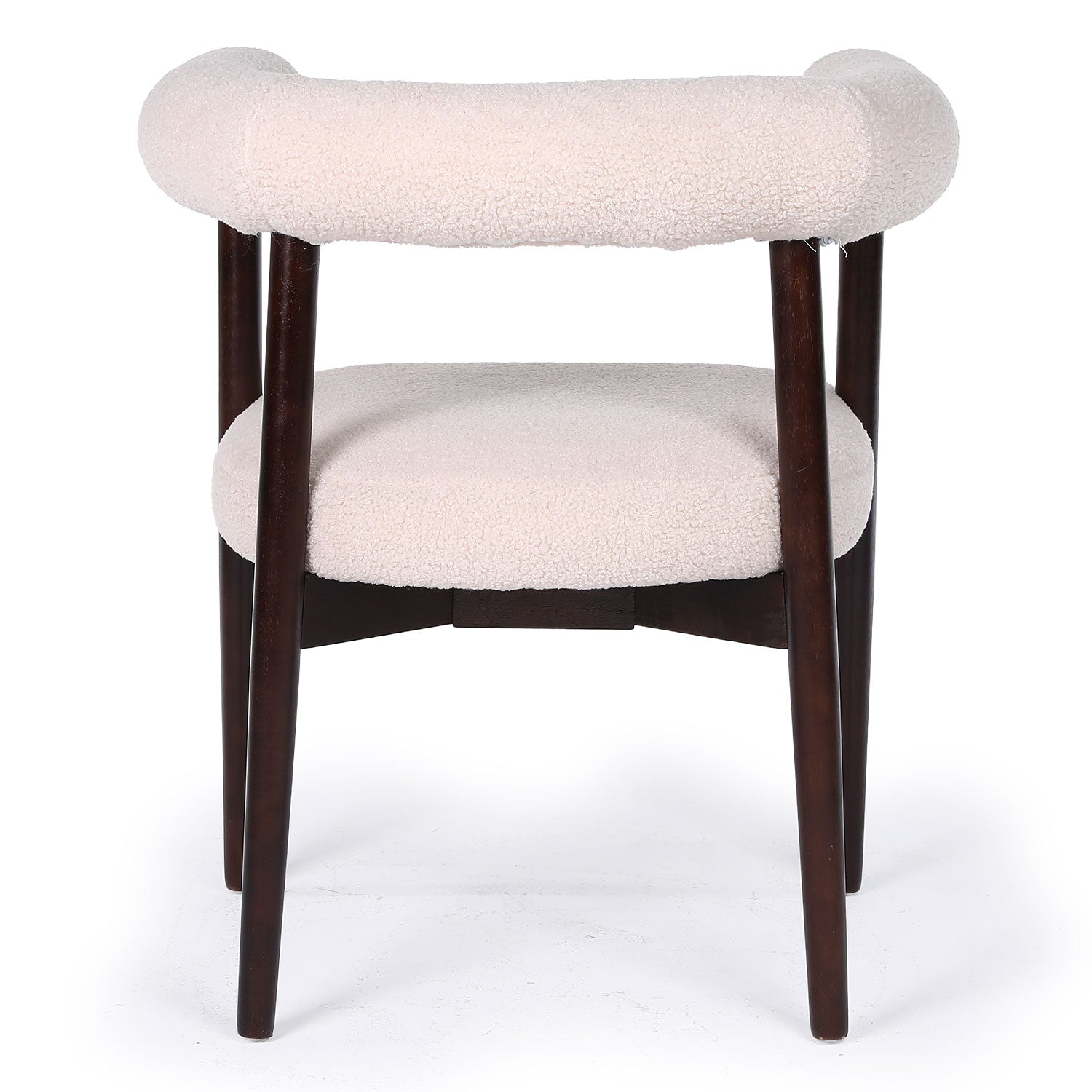 Lot de 6 chaises style scandinave chic Bringo Bois foncé et Tissu bouclette Beige