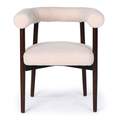 Lot de 8 chaises style scandinave chic Bringo Bois foncé et Tissu bouclette Beige