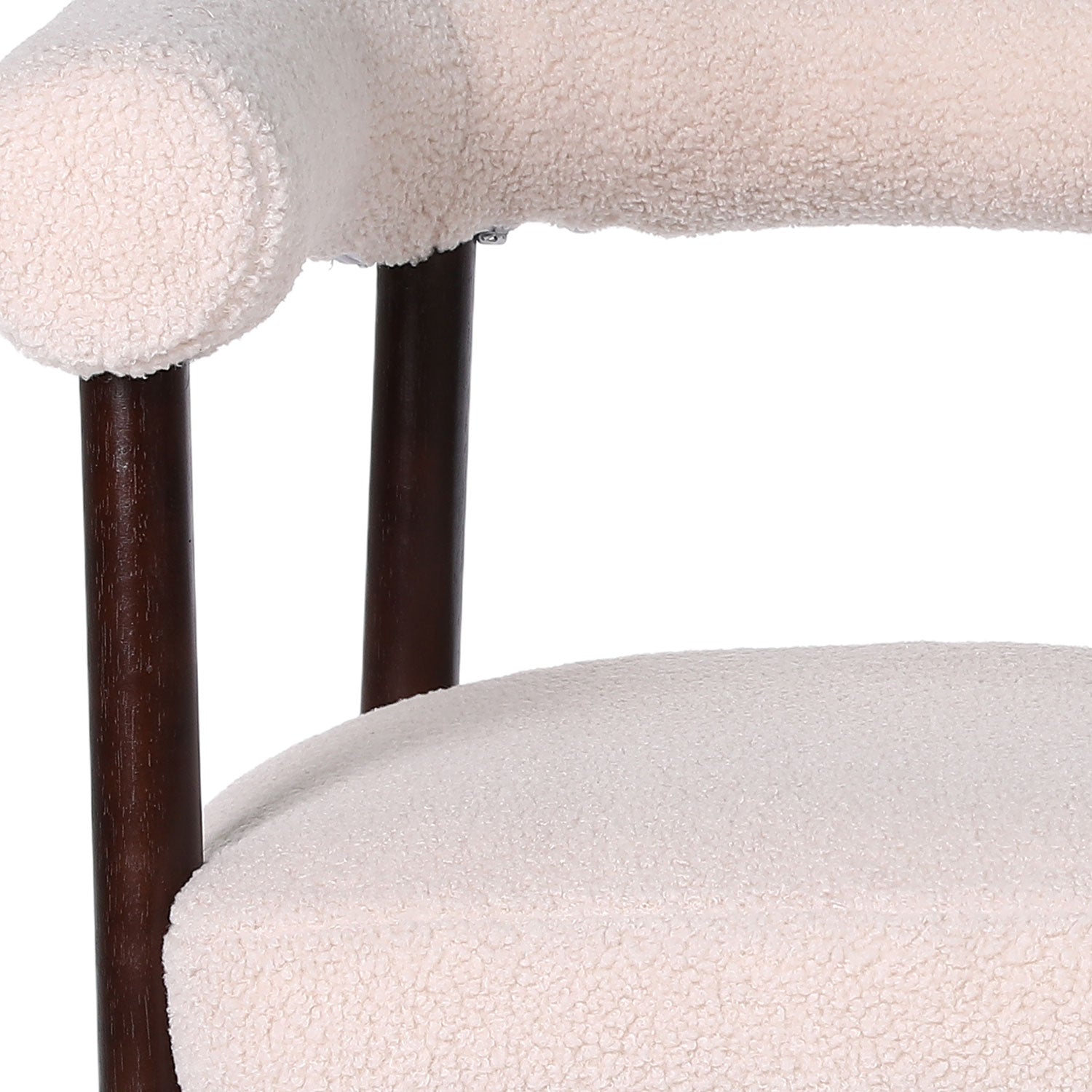 Lot de 6 chaises style scandinave chic Bringo Bois foncé et Tissu bouclette Beige