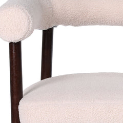 Lot de 8 chaises style scandinave chic Bringo Bois foncé et Tissu bouclette Beige