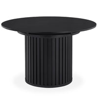 Table ronde extensible noire avec pied central 120-160 cm