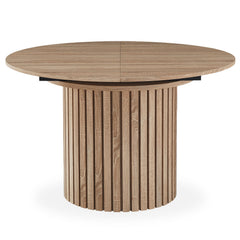 Table ronde extensible pied central style colonne Burkina 120-160cm Bois Sonoma
