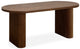 Mesa ovalada con patas de columna de madera de nogal