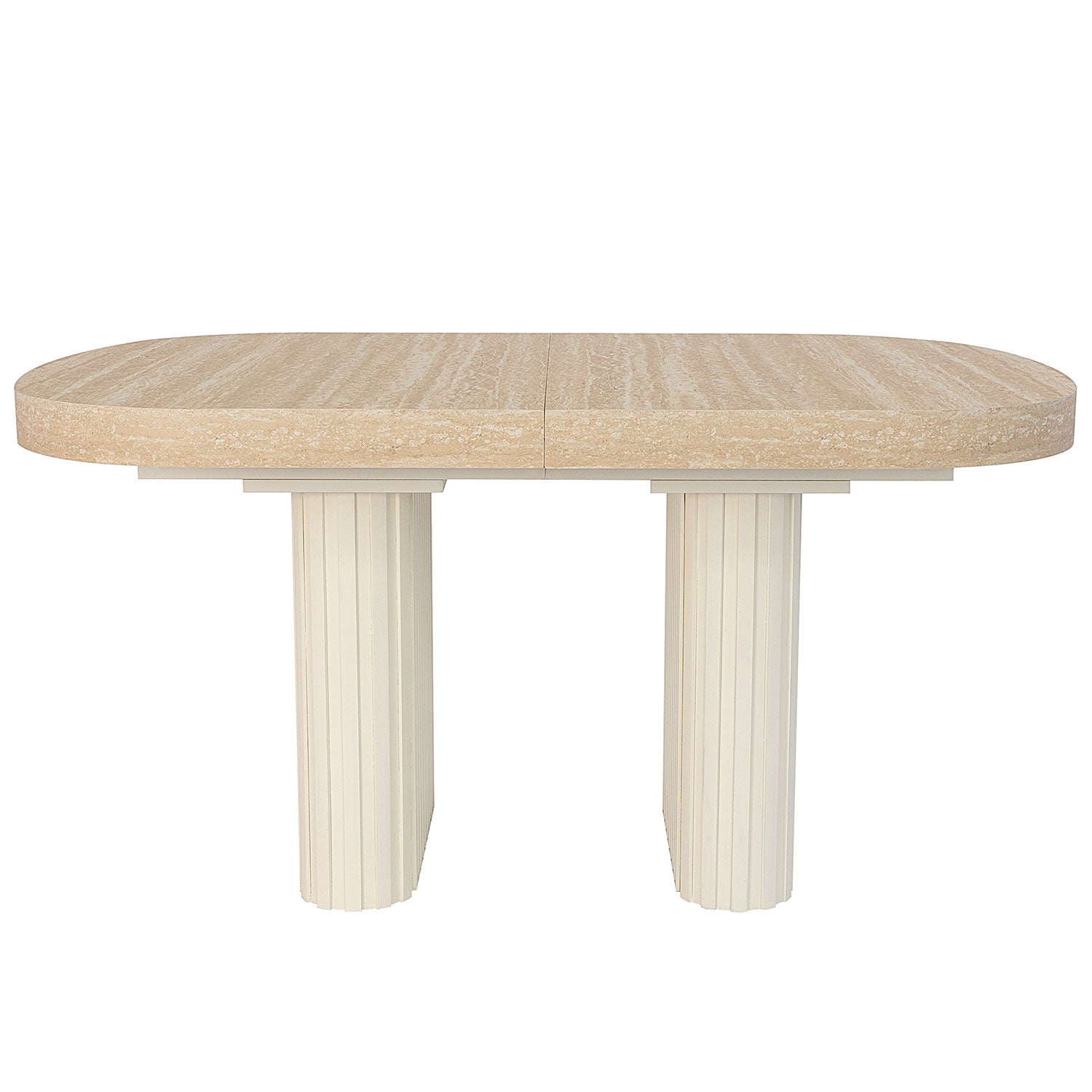 Table ovale extensible 110-260cm pieds design Buxton Effet Travertin Beige