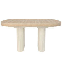 Table ovale extensible 110-260cm pieds design Buxton Effet Travertin Beige