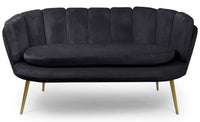 Canapé arrondi 2 places Arneris velours noir pieds en or