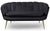 Canapé arrondi 2 places Arneris velours noir pieds en or
