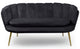 Canapé arrondi 2 places Arneris velours noir pieds en or