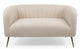 Canapé 2 places en tissu bouclette beige avec pieds en métal doré