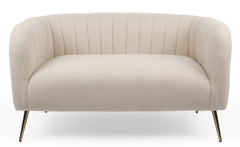 Canapé 2 places moderne Bombaro pieds métal doré et Tissu bouclette Beige