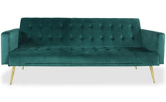 Sofá cama Babaris de terciopelo verde convertible
