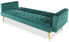 Sofá cama Babaris de terciopelo verde convertible