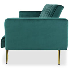 Sofá cama Babaris de terciopelo verde convertible