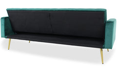 Sofá cama Babaris de terciopelo verde convertible