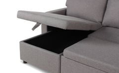 Canapé d'angle convertible Baleares Tissu Gris clair