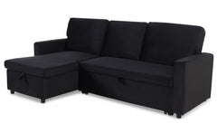 Canapé d'angle convertible Baleares Velours Noir