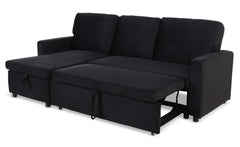 Canapé d'angle convertible Baleares Velours Noir