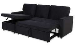 Canapé d'angle convertible Baleares Velours Noir