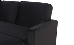 Canapé d'angle convertible Baleares Velours Noir