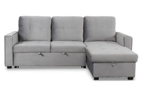 Canapé d'angle convertible en velours argent