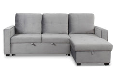 Canapé d'angle convertible moderne Delacroix Velours Argent