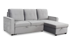 Canapé d'angle convertible moderne Delacroix Velours Argent