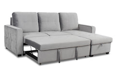 Canapé d'angle convertible moderne Delacroix Velours Argent
