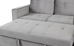 Canapé d'angle convertible moderne Delacroix Velours Argent
