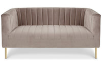 Canapé 2 places Basta en velours taupe à coutures verticales