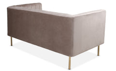 Canapé 2 places Basta en velours taupe à coutures verticales