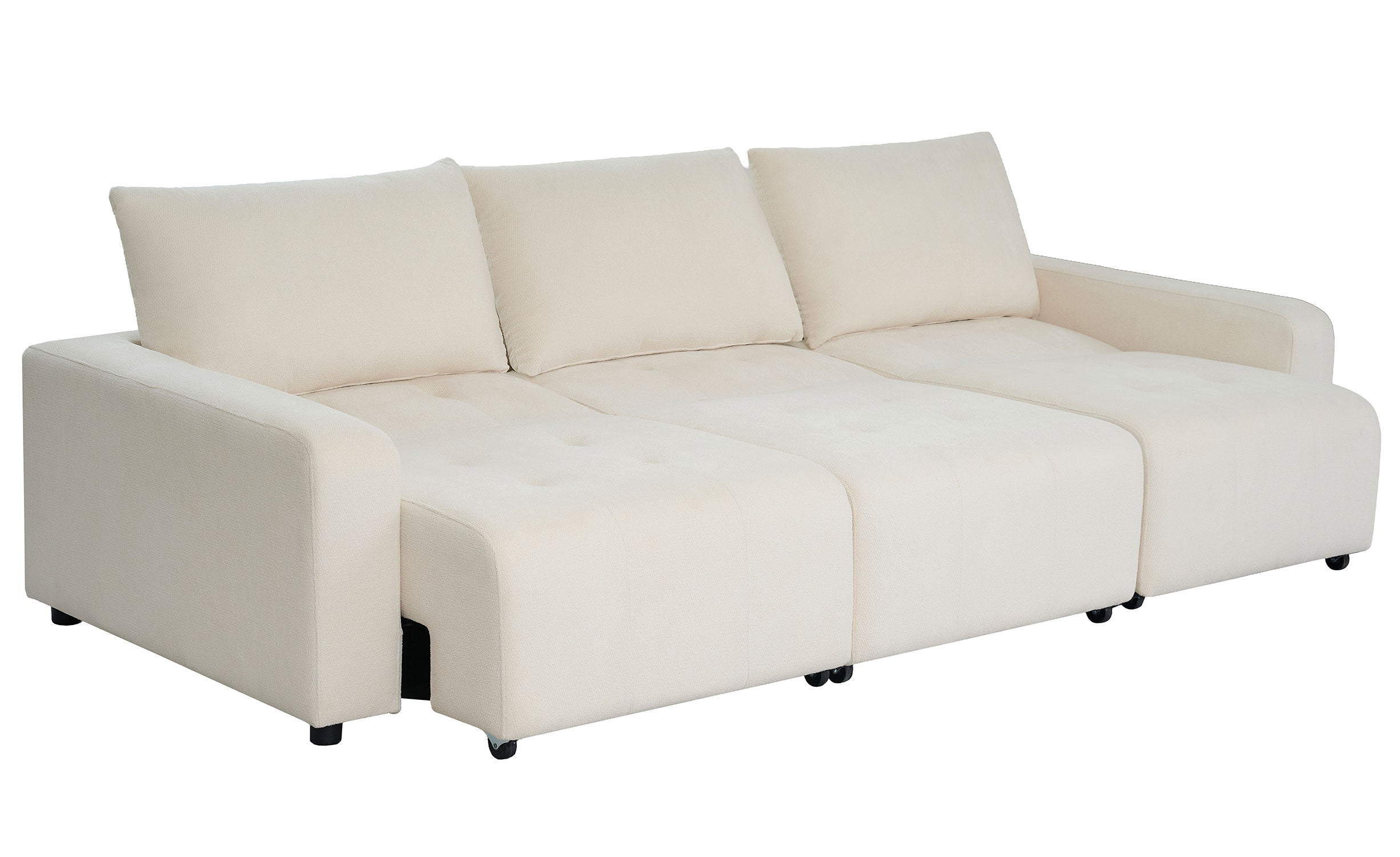 Canapé 3 places convertible Castello Tissu texturé Crème
