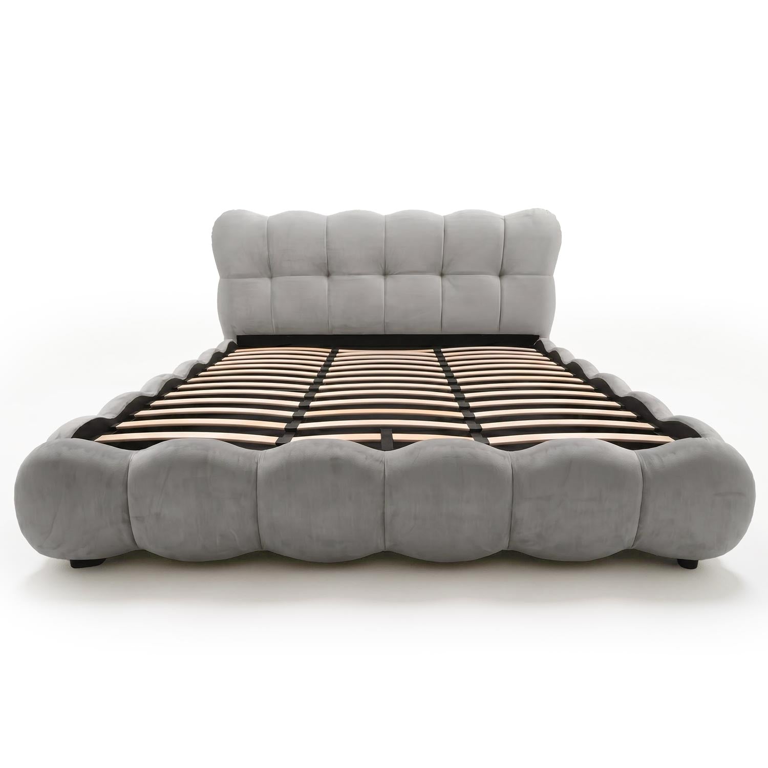 Lit-coffre design boule Bilbola avec sommier relevable 180x200cm Velours Gris