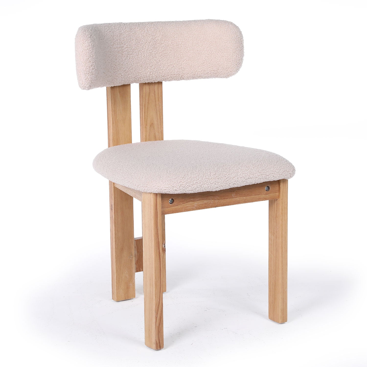 Chaise de salle à manger design Ceriz Bois clair et Tissu bouclette Beige