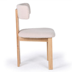 Chaise de salle à manger design Ceriz Bois clair et Tissu bouclette Beige