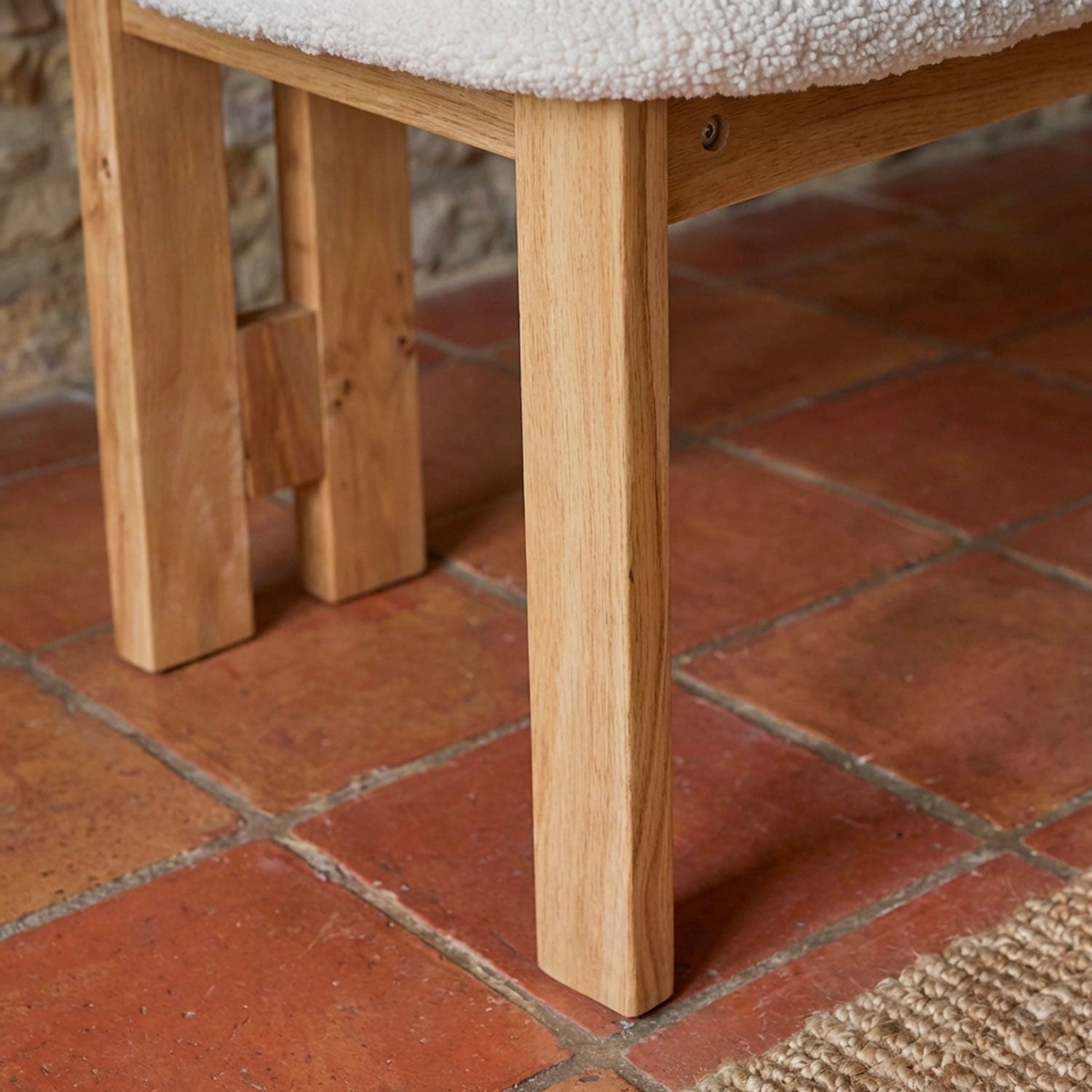 Chaise de salle à manger design Ceriz Bois clair et Tissu bouclette Beige