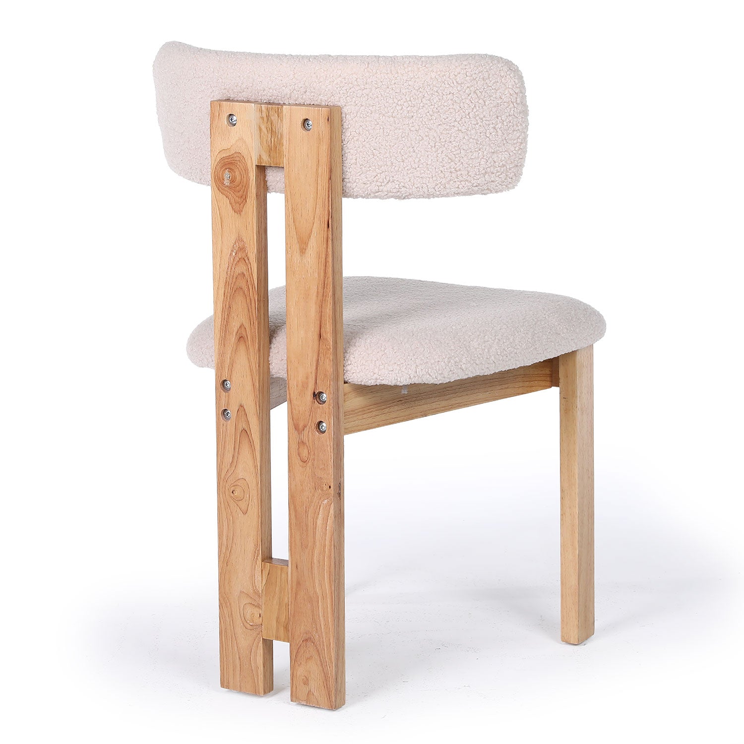Chaise de salle à manger design Ceriz Bois clair et Tissu bouclette Beige