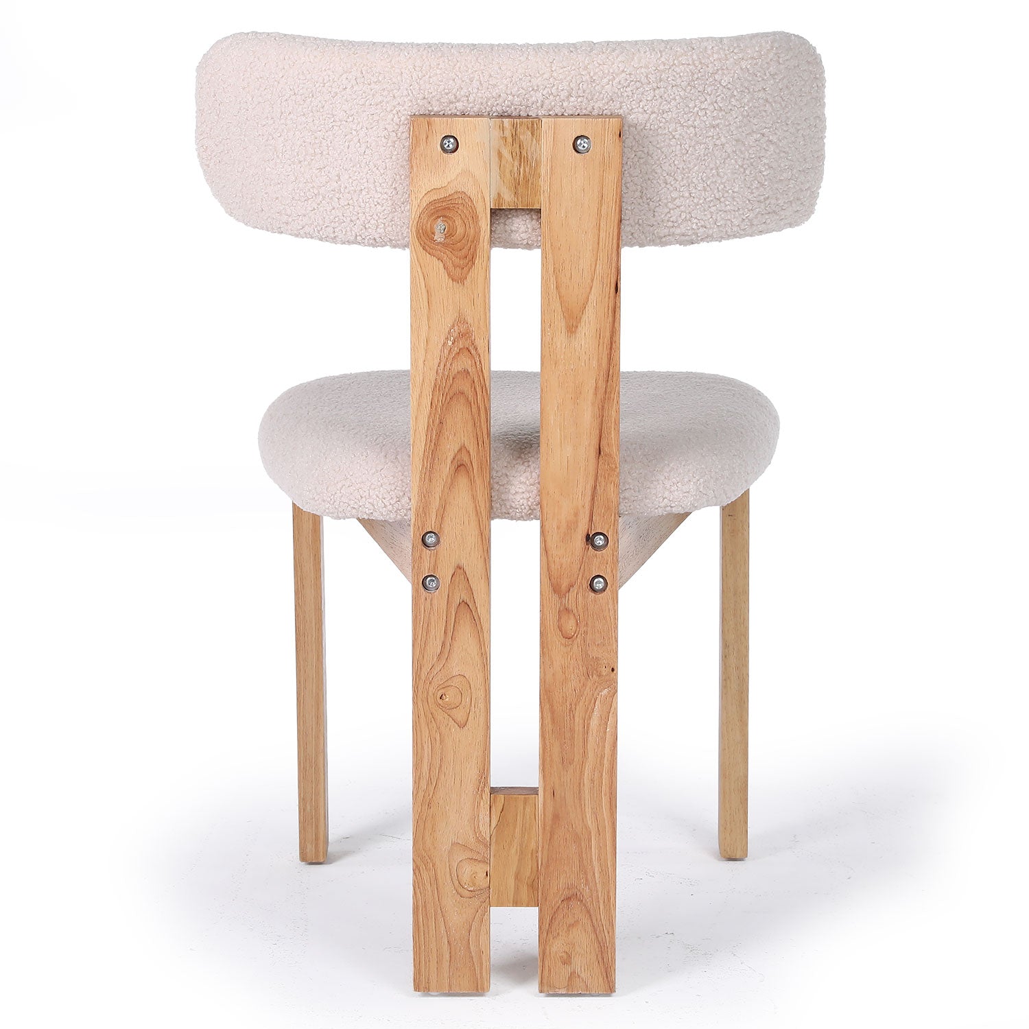 Chaise de salle à manger design Ceriz Bois clair et Tissu bouclette Beige