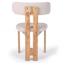 Chaise de salle à manger design Ceriz Bois clair et Tissu bouclette Beige