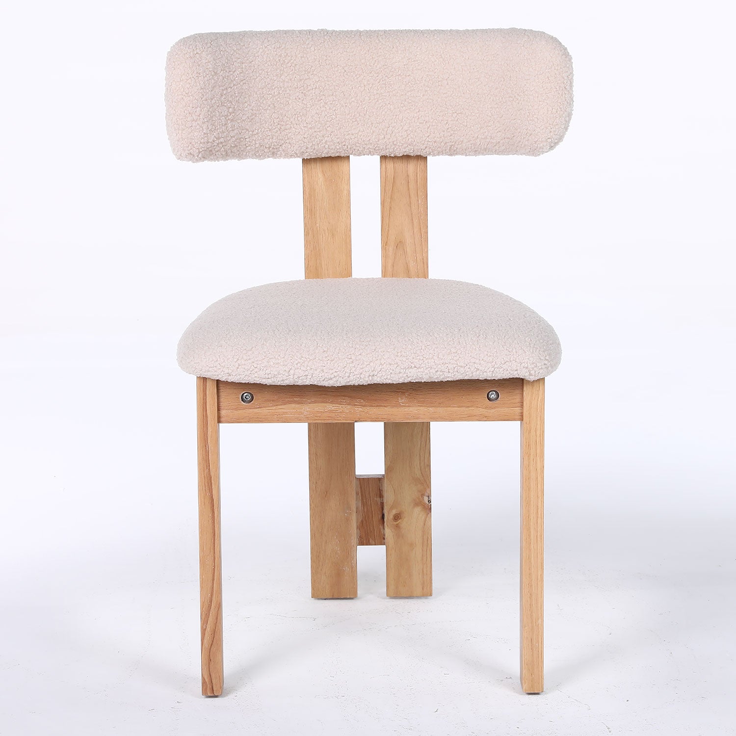 Chaise de salle à manger design Ceriz Bois clair et Tissu bouclette Beige
